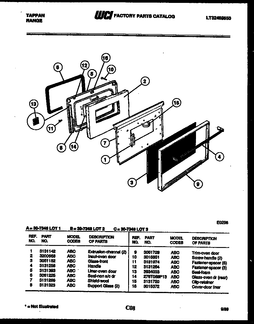 Tappan 30-7348-66-01 door parts diagram