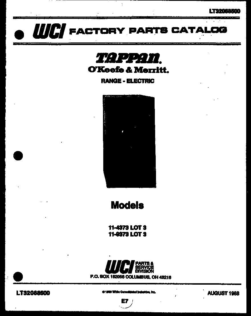 Tappan 11-4373-00-03 cover page diagram