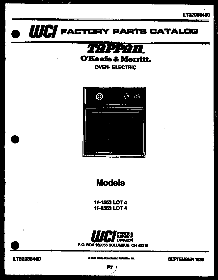 Tappan 11-6553-00-04 cover page diagram