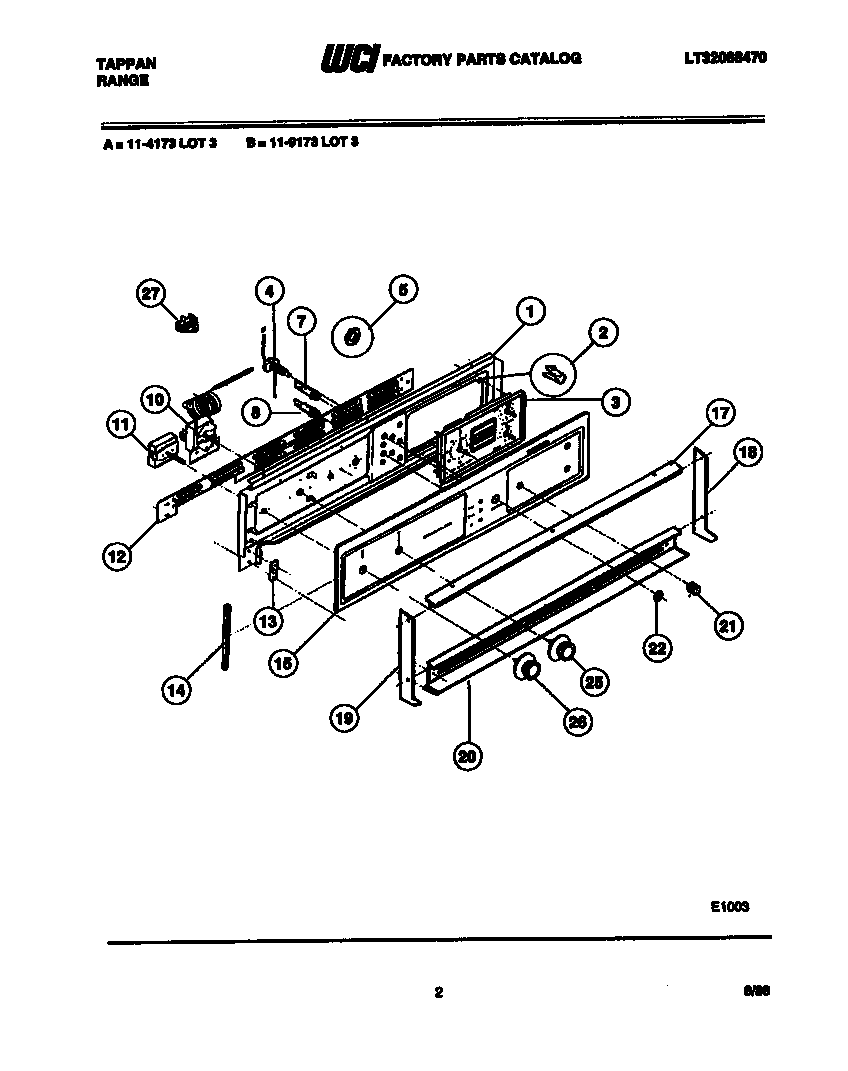 Tappan 11-9173-00-03 backguard diagram