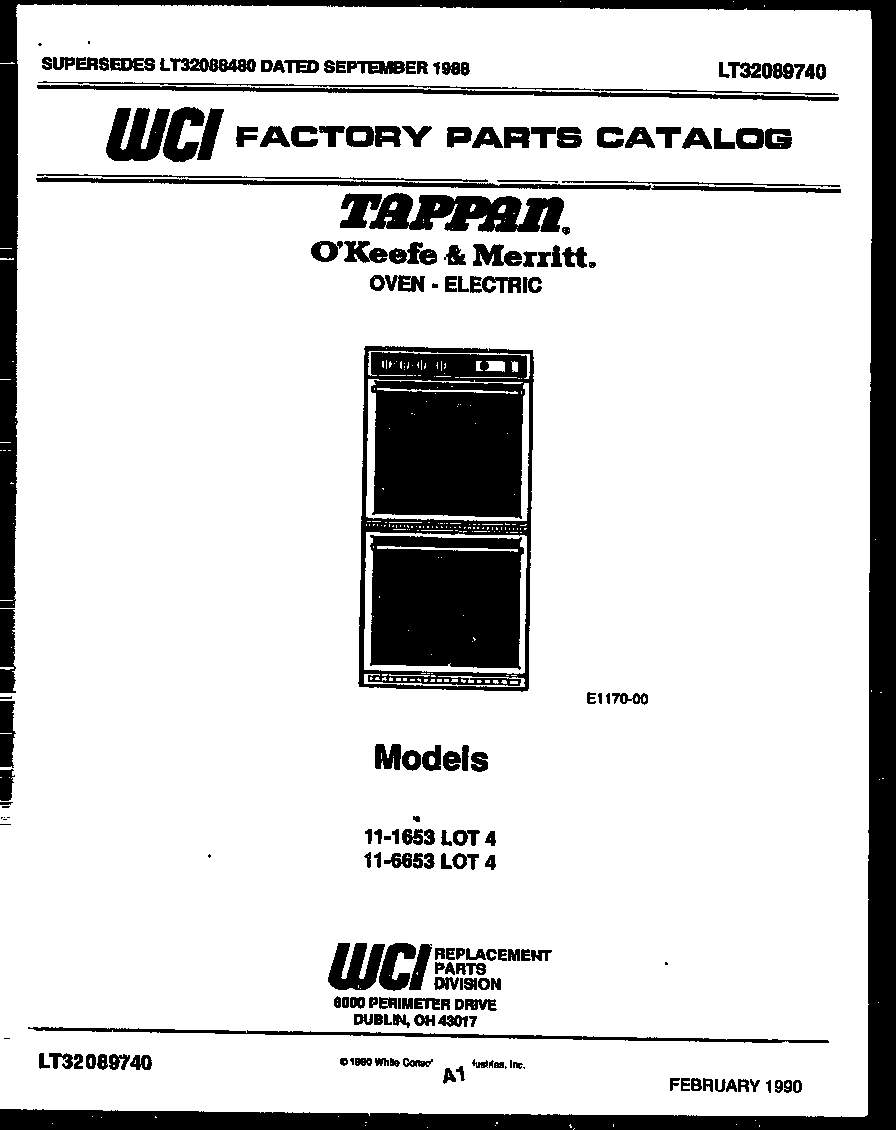 Tappan 11-6653-23-04 cover page diagram
