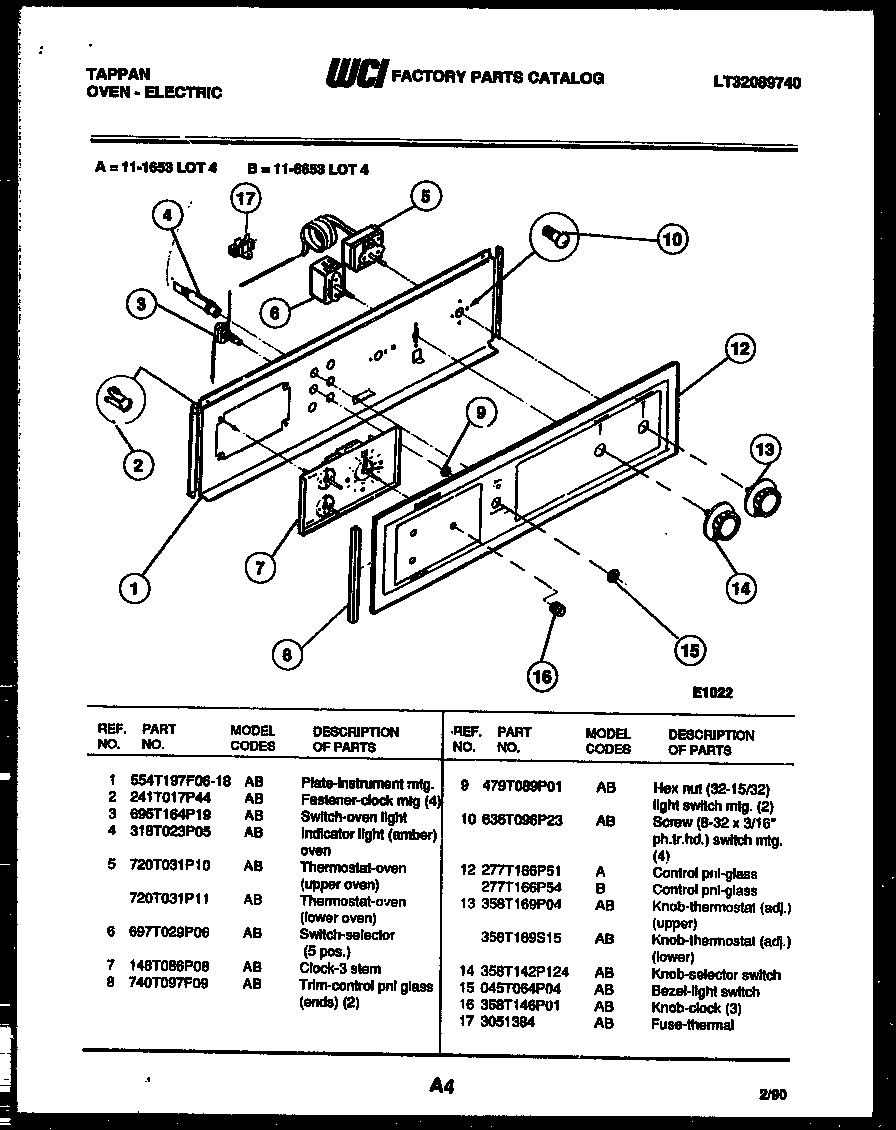 Tappan 11-6653-23-04 control panel diagram