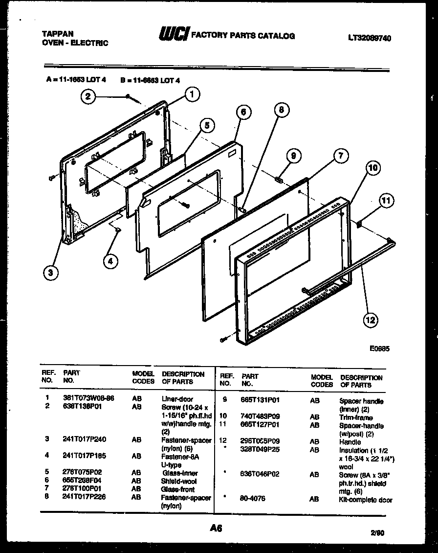 Tappan 11-6653-23-04 door parts diagram