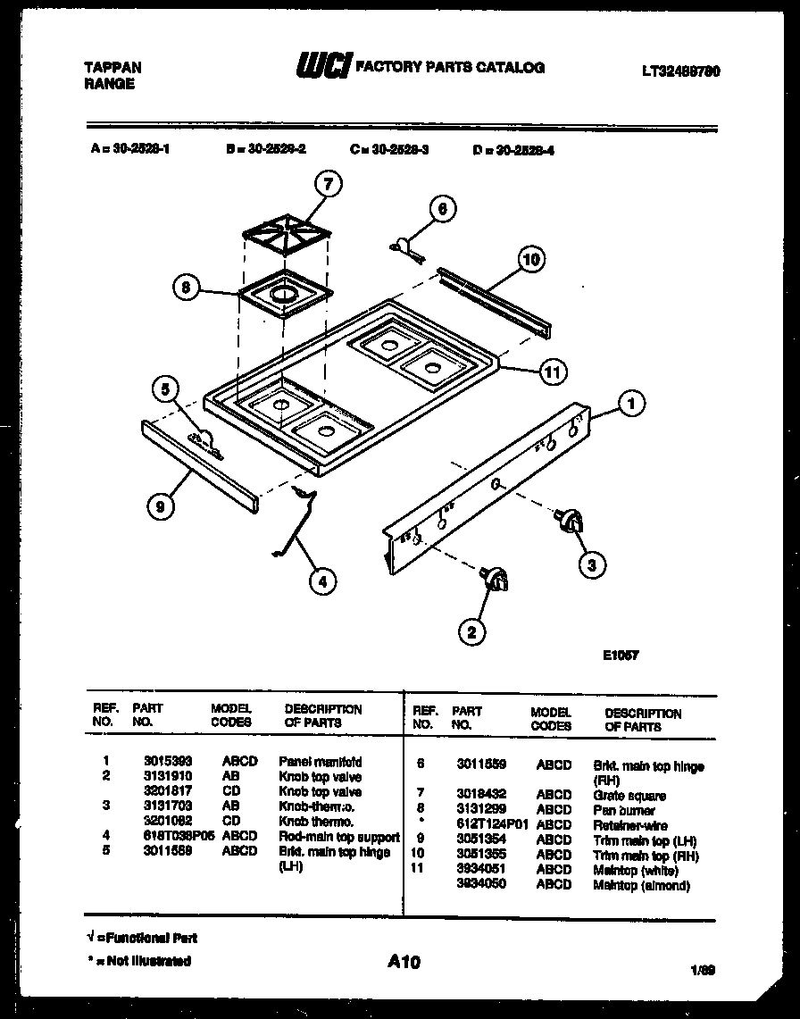 Tappan 30-2528-00-02 cooktop parts diagram