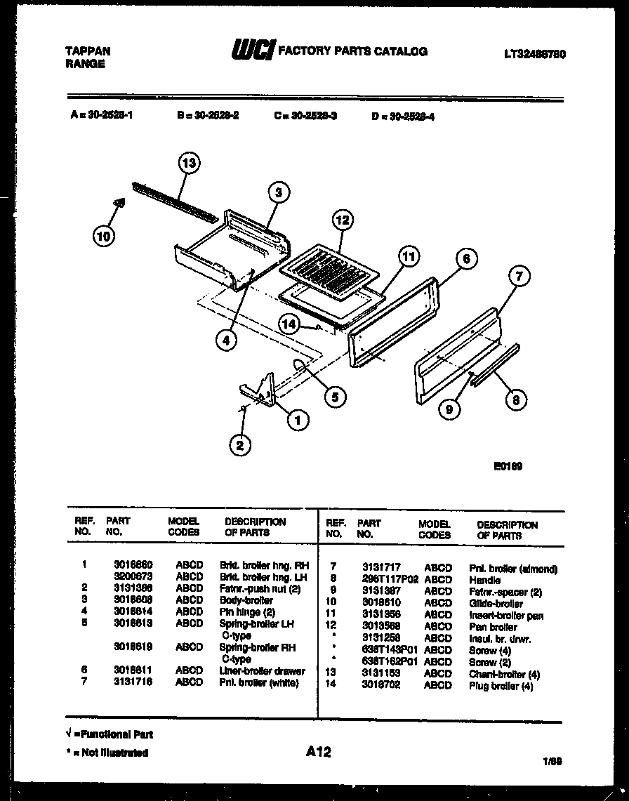 Tappan 30-2528-00-02 broiler drawer parts diagram