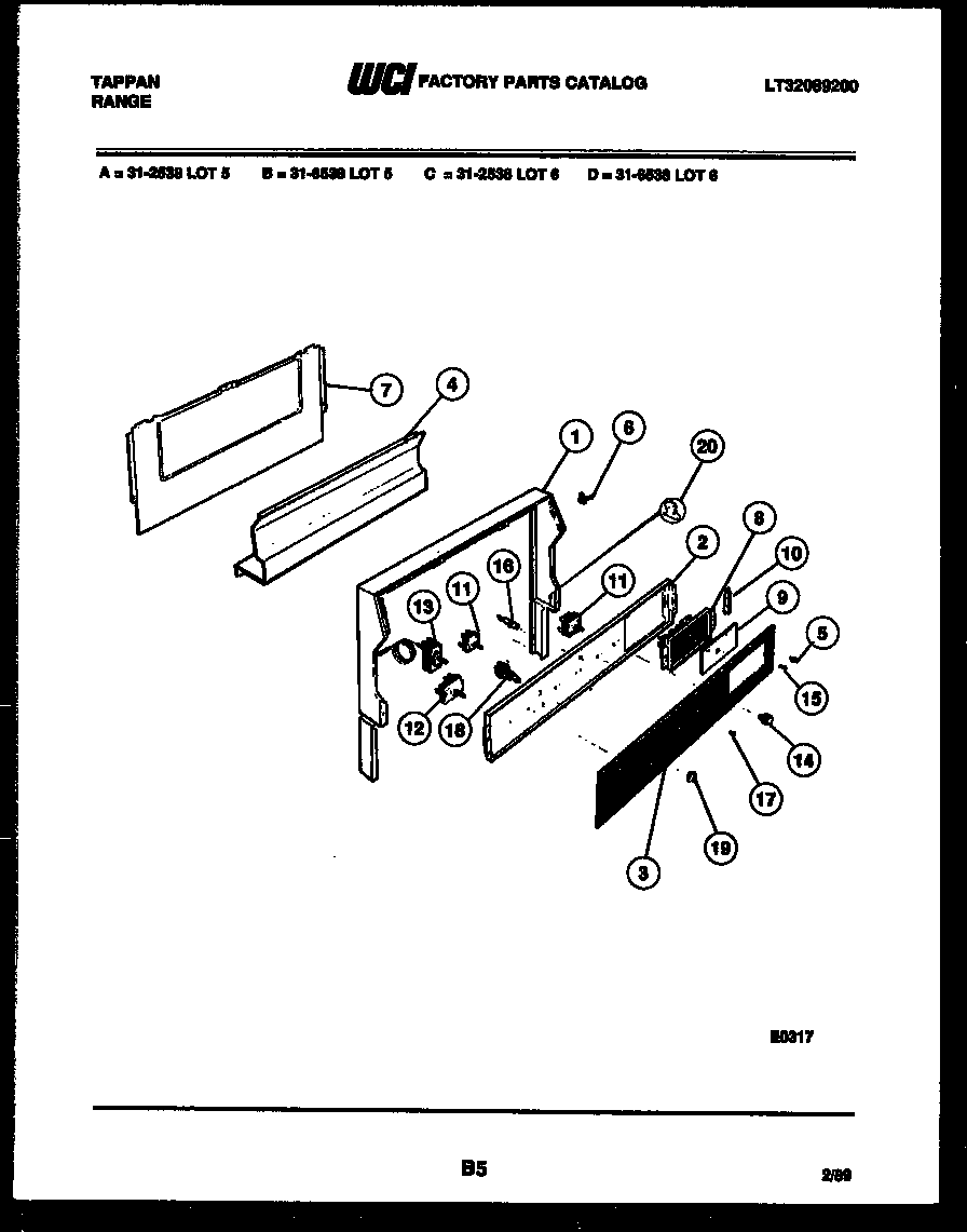 Tappan 31-6538-23-05 backguard diagram