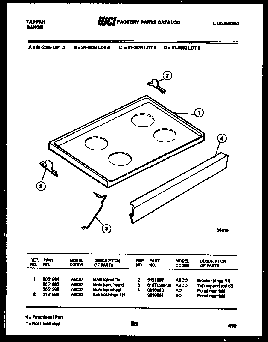 Tappan 31-6538-23-05 cooktop parts diagram