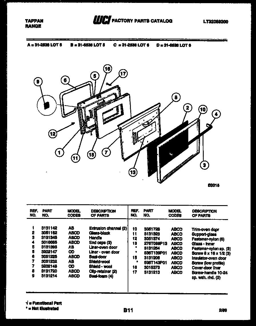 Tappan 31-6538-23-05 door parts diagram