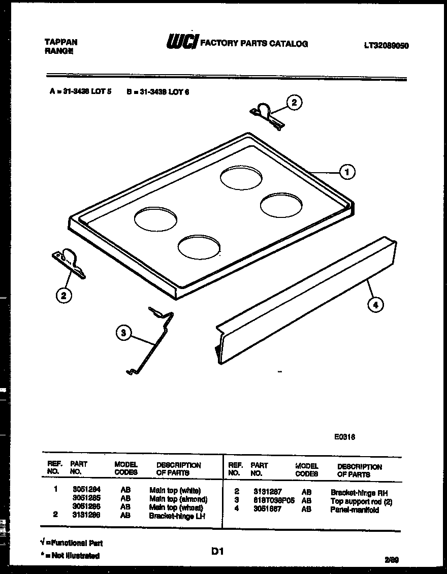Tappan 31-3438-23-05 cooktop parts diagram