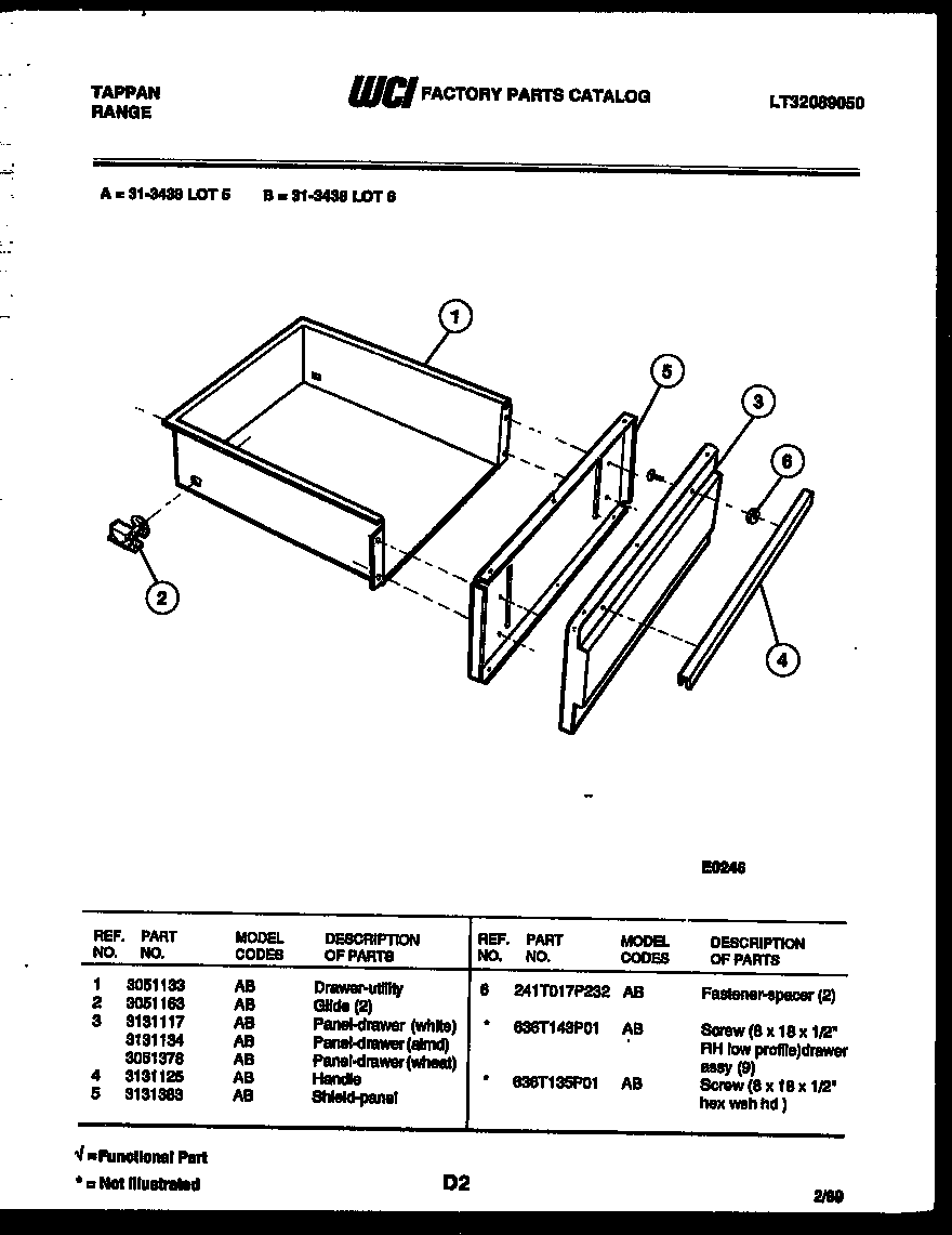 Tappan 31-3438-23-05 drawer parts diagram