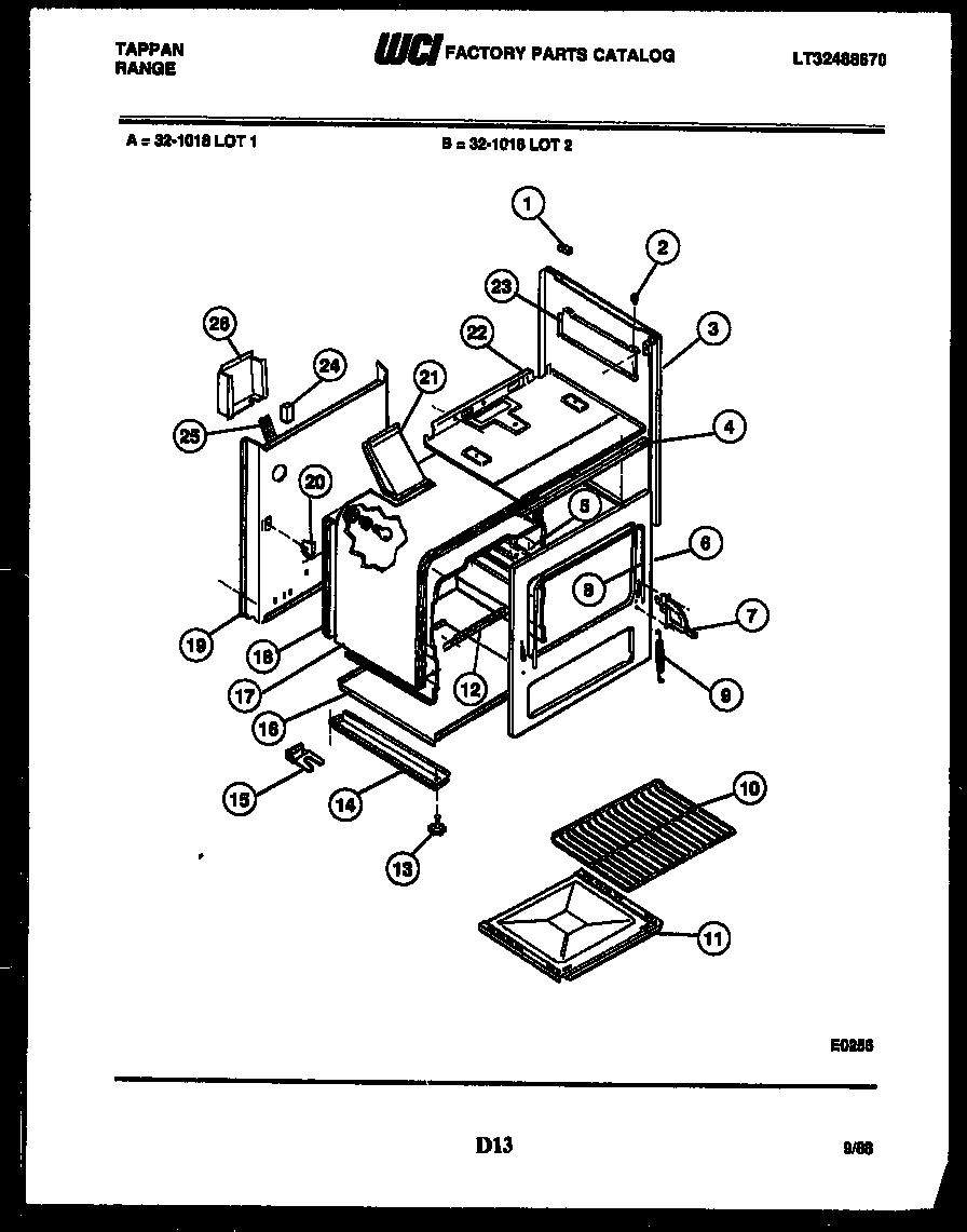 Tappan 32-1018-00-02 body parts diagram