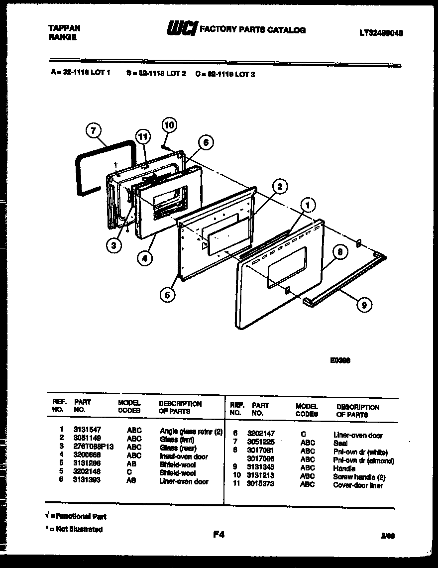 Tappan 32-1118-23-03 door parts diagram