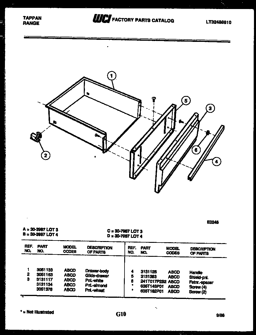 Tappan 30-7987-66-04 drawer parts diagram