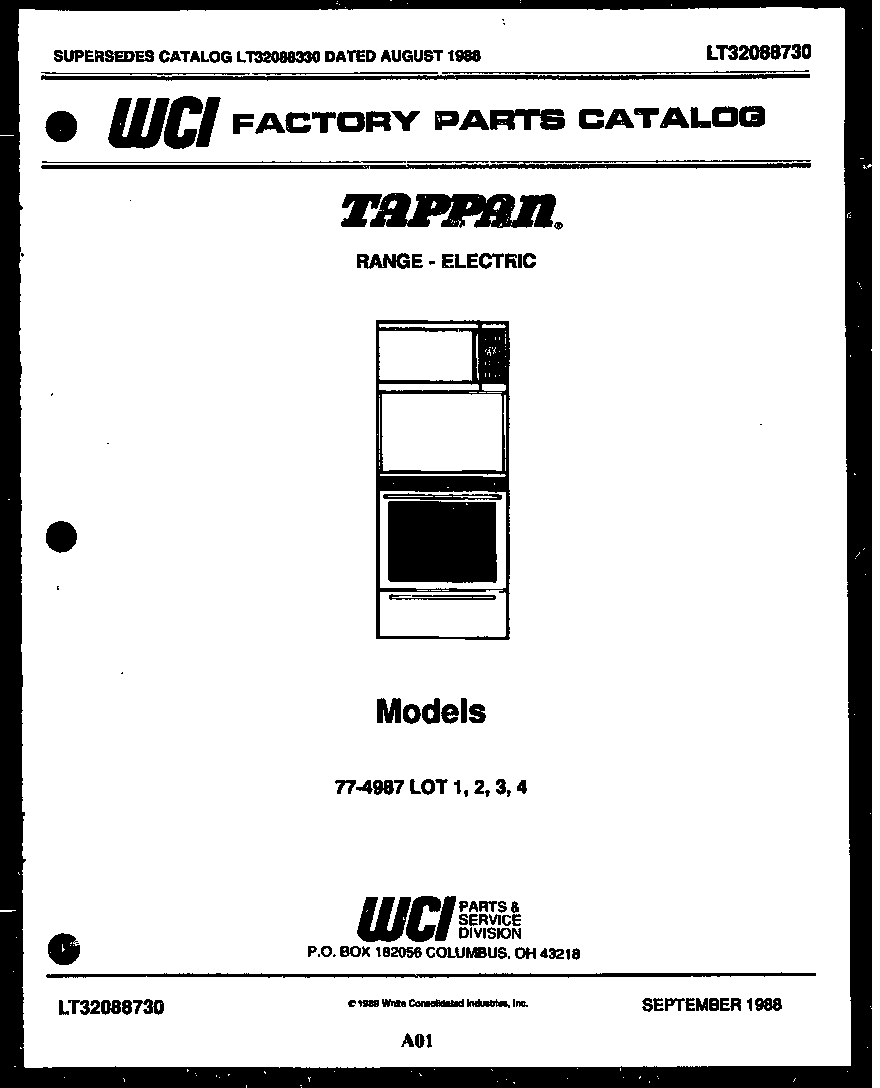 Tappan 77-4987-00-04 cover page diagram