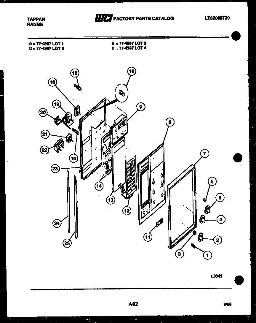 Tappan 77-4987-00-04 control panel diagram