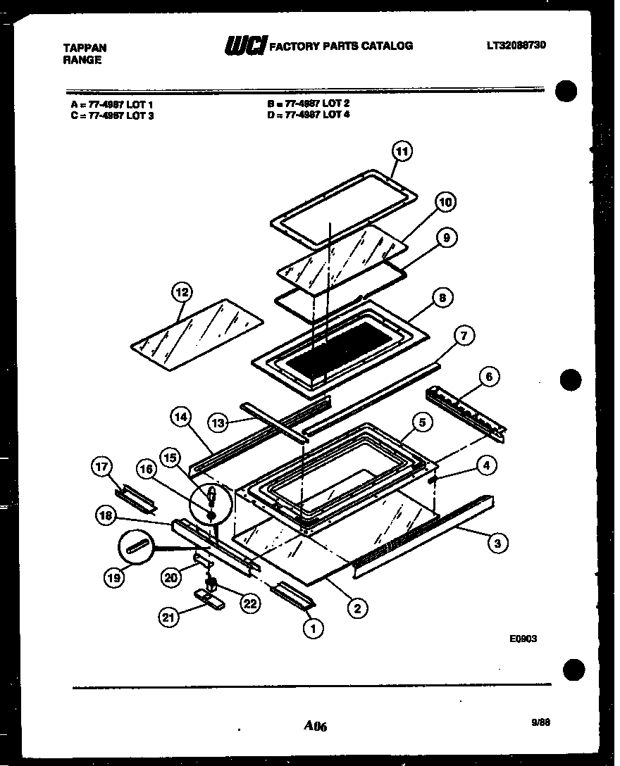 Tappan 77-4987-00-04 top door parts diagram