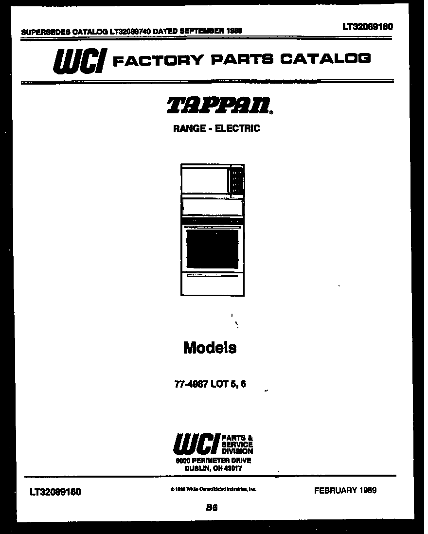 Tappan 77-4987-00-05 cover page diagram