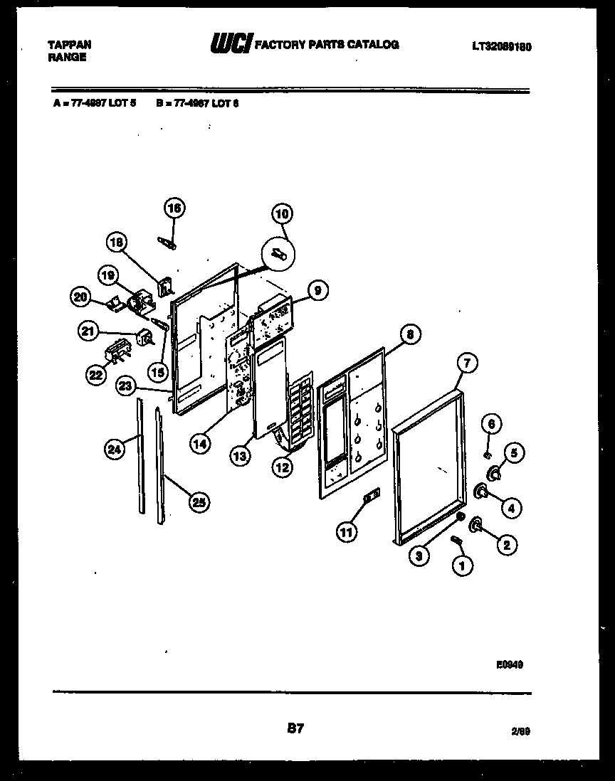 Tappan 77-4987-00-05 control panel diagram