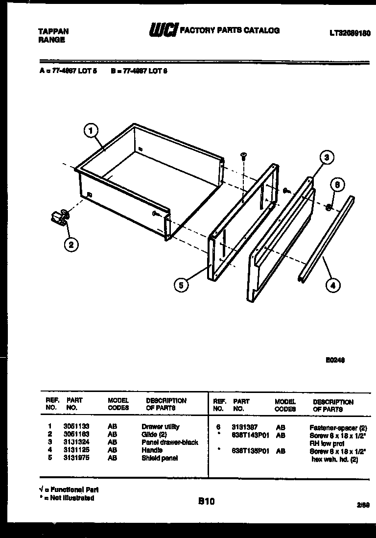 Tappan 77-4987-00-05 drawer parts diagram