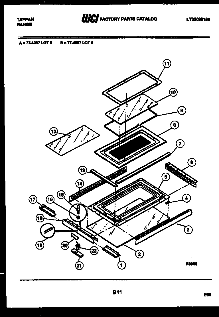 Tappan 77-4987-00-05 top door parts diagram