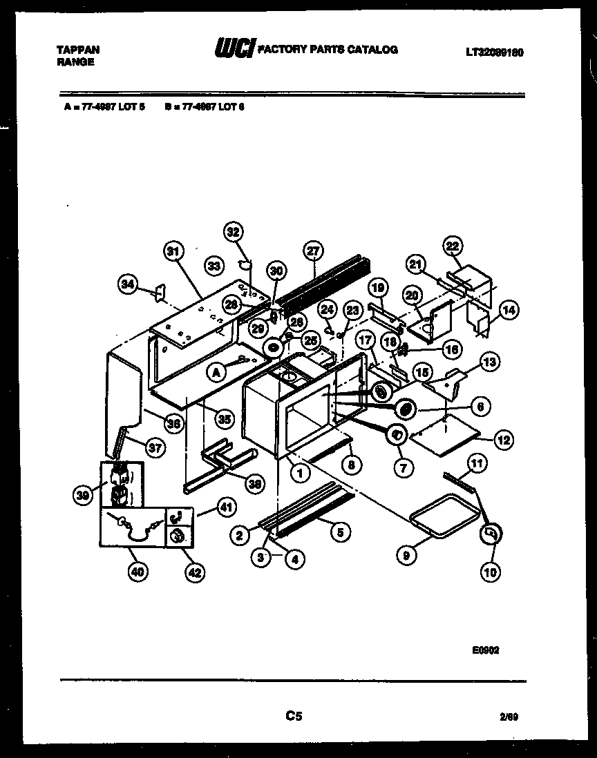 Tappan 77-4987-00-05 upper body parts diagram