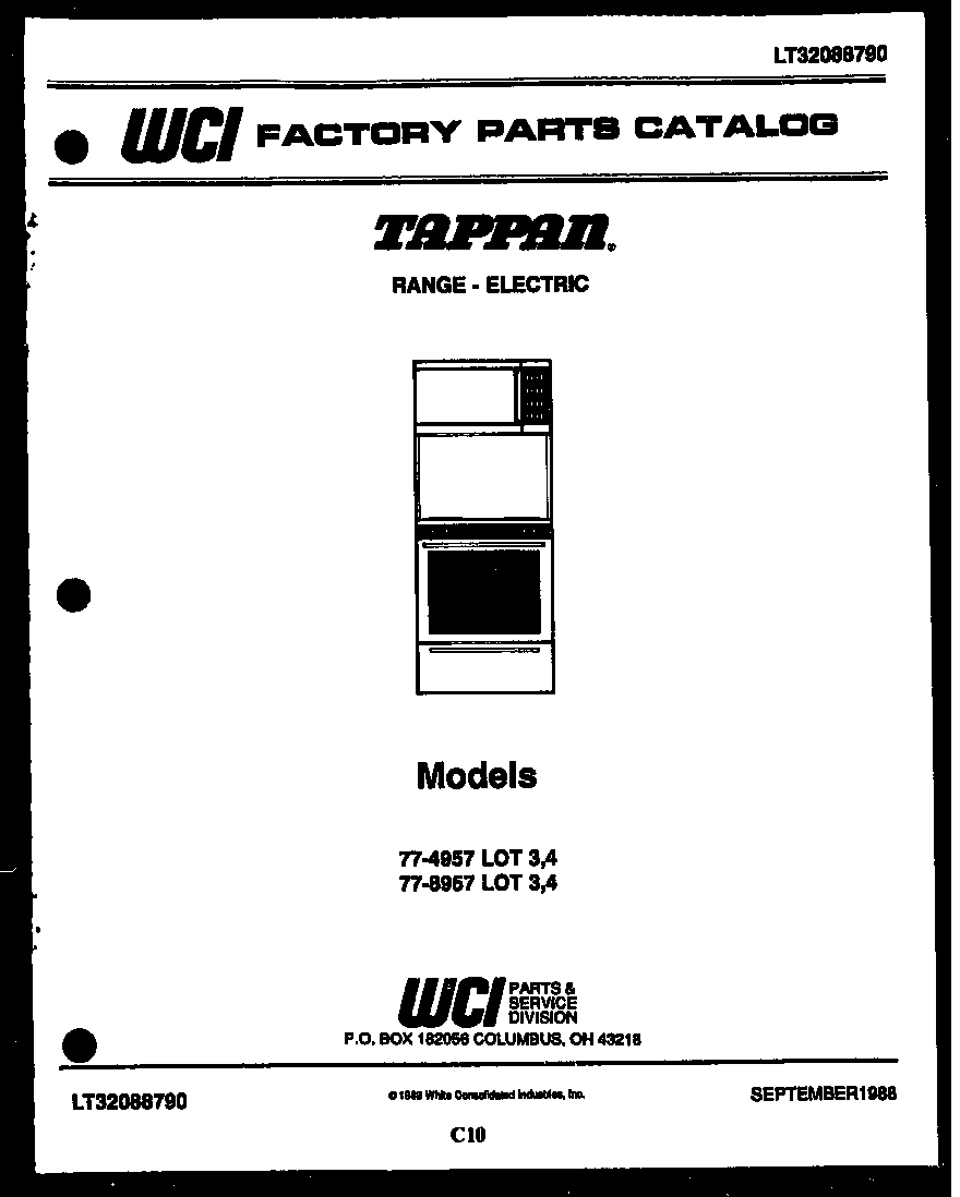 Tappan 77-4957-23-03 cover page diagram