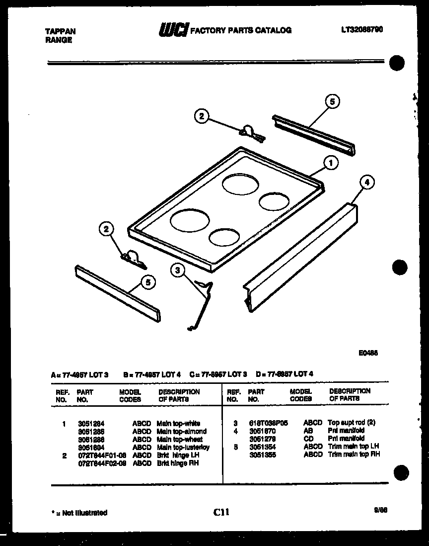 Tappan 77-4957-23-03 cooktop parts diagram