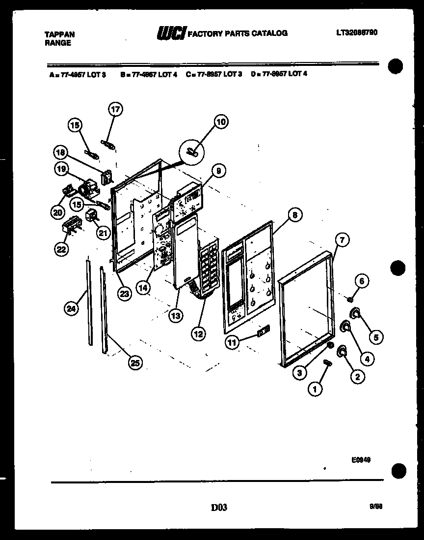 Tappan 77-4957-23-03 control panel diagram