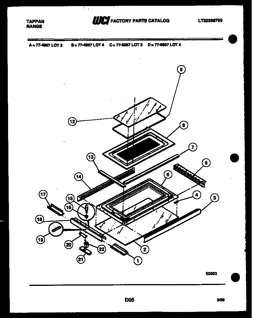 Tappan 77-4957-23-03 top door parts diagram