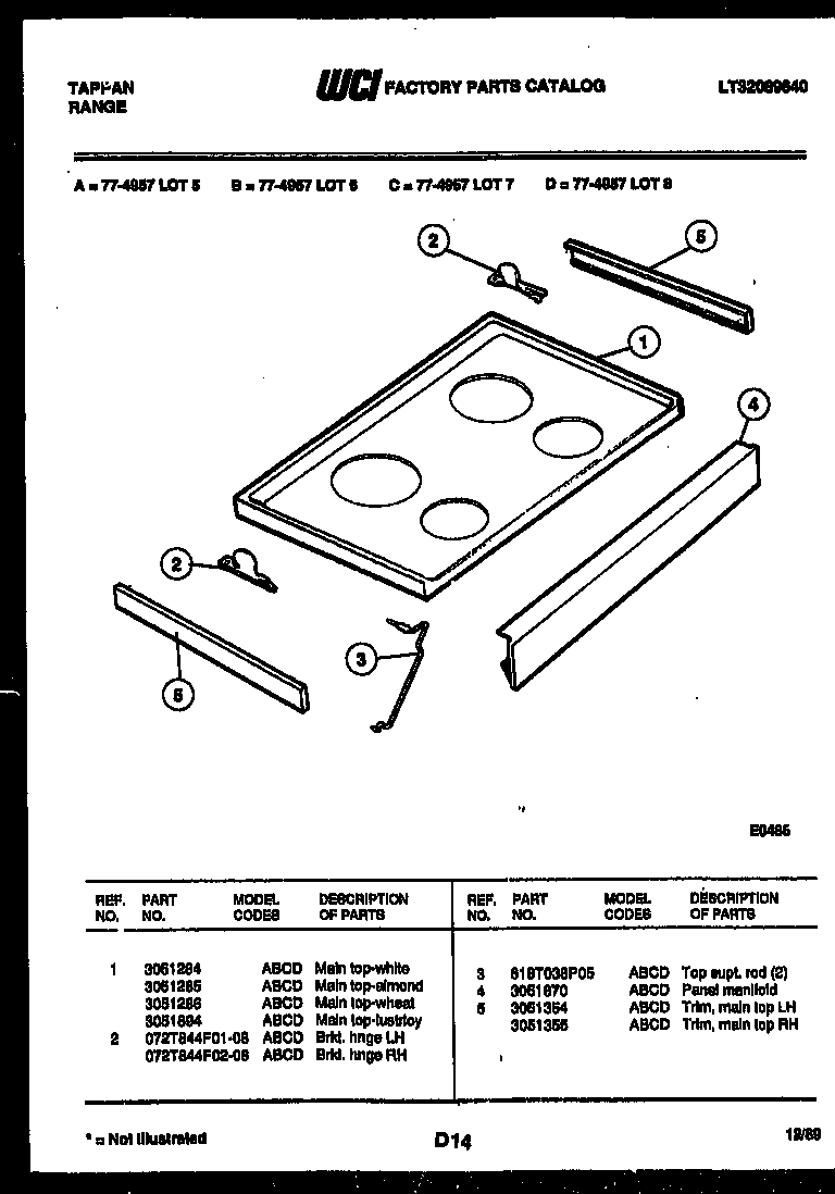 Tappan 77-4957-45-06 cooktop parts diagram
