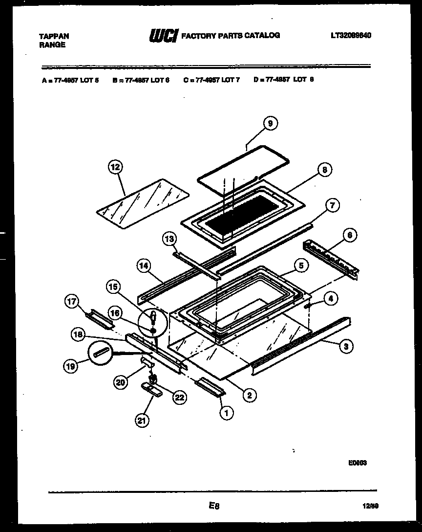 Tappan 77-4957-45-06 top door parts diagram