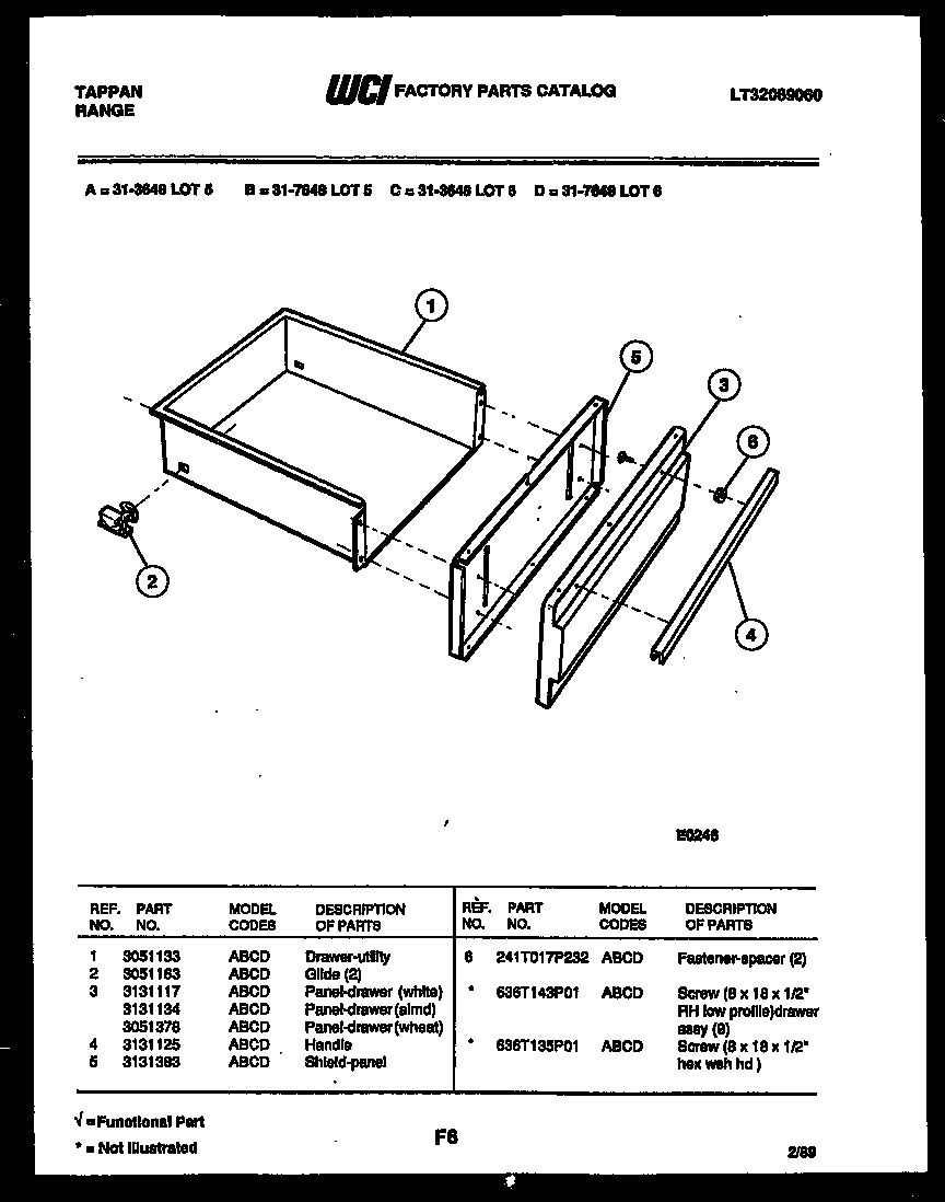 Tappan 31-7648-23-06 drawer parts diagram