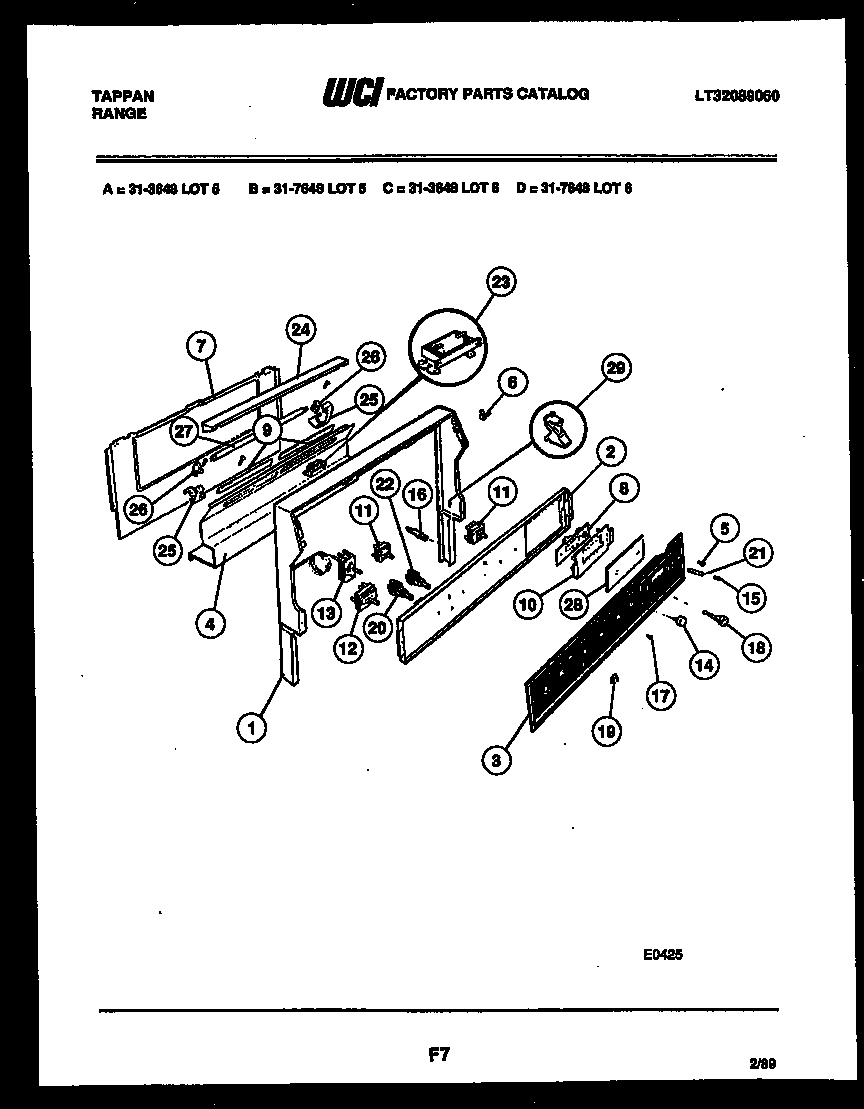 Tappan 31-7648-23-06 backguard diagram