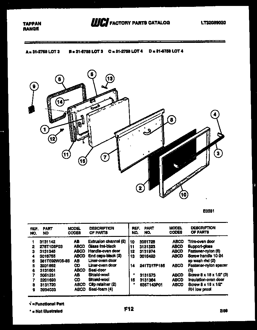 Tappan 31-6758-00-04 door parts diagram