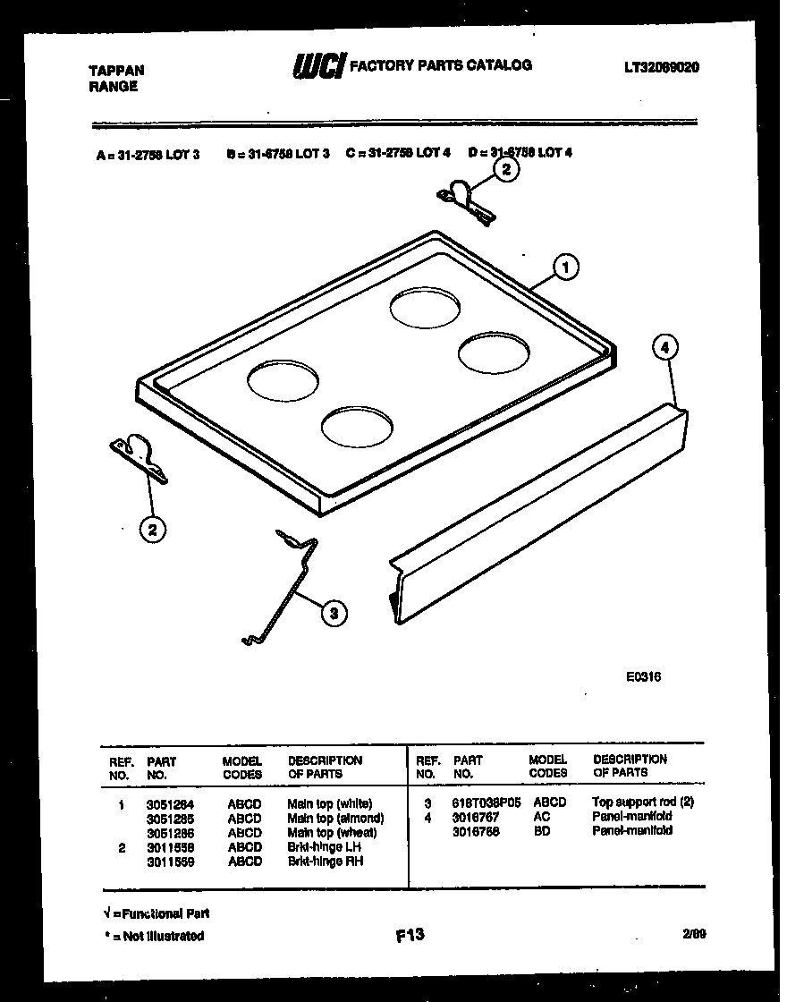 Tappan 31-6758-00-04 cooktop parts diagram