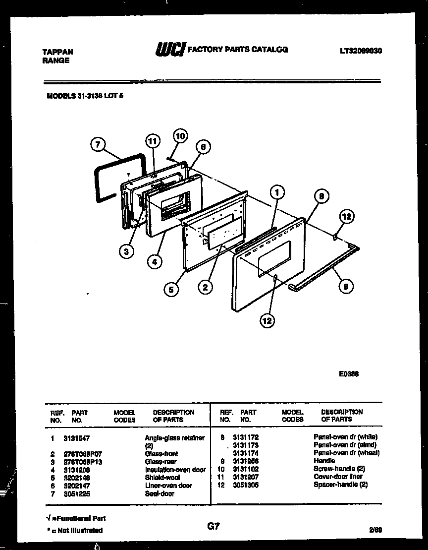 Tappan 31-3138-00-05 door parts diagram