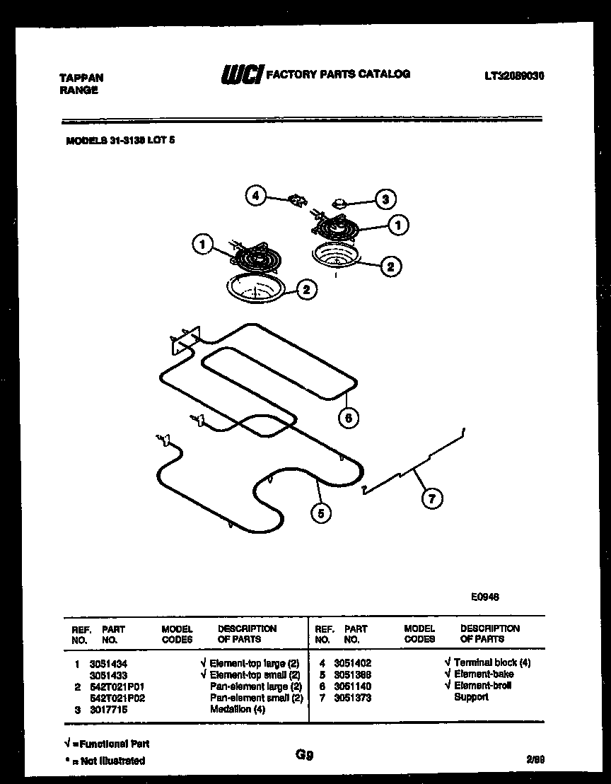 Tappan 31-3138-00-05 broiler parts diagram