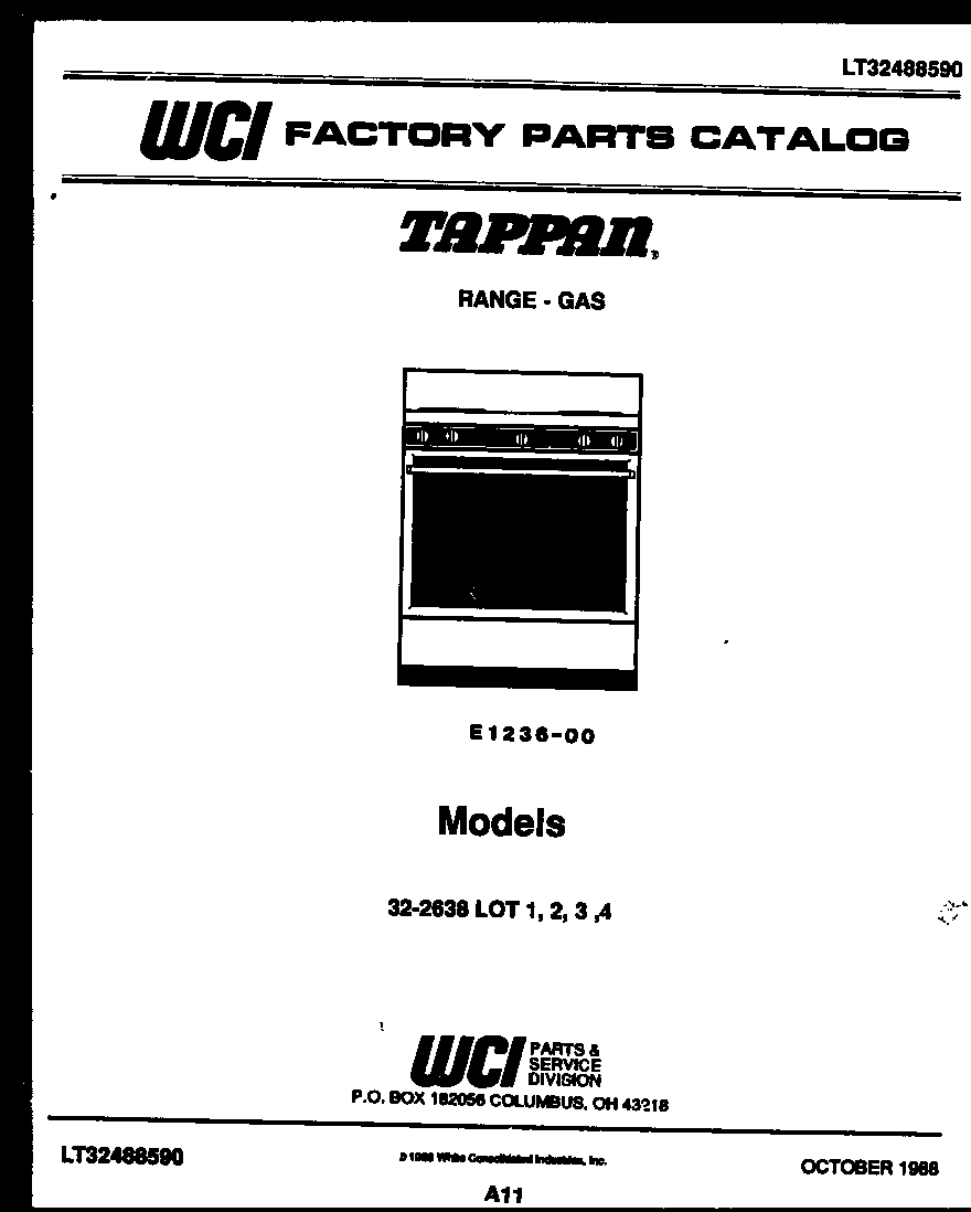 Tappan 32-2638-00-02 cover page diagram