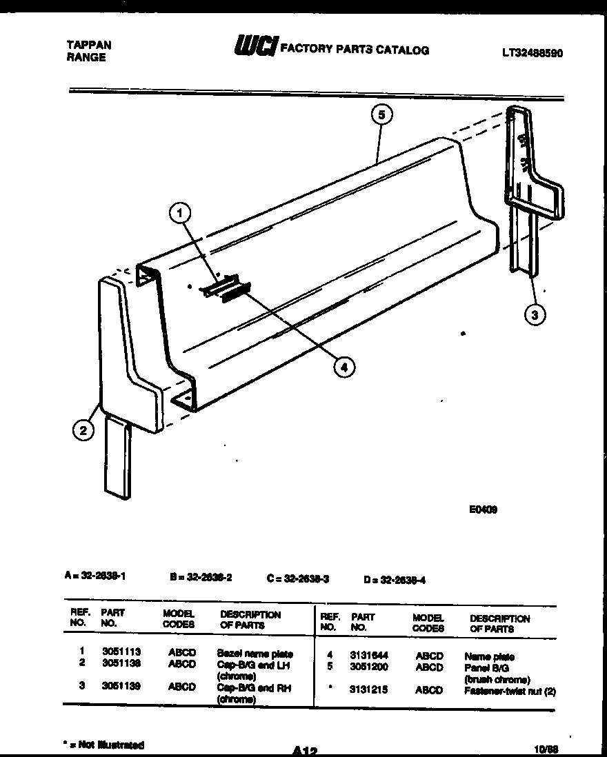Tappan 32-2638-00-02 backguard parts diagram