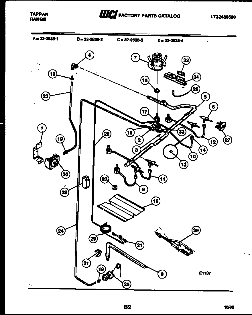 Tappan 32-2638-00-02 burner parts diagram