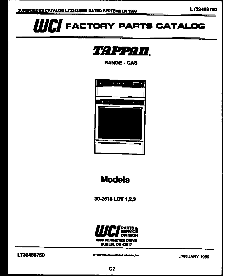 Tappan 30-2518-23-01 cover page diagram