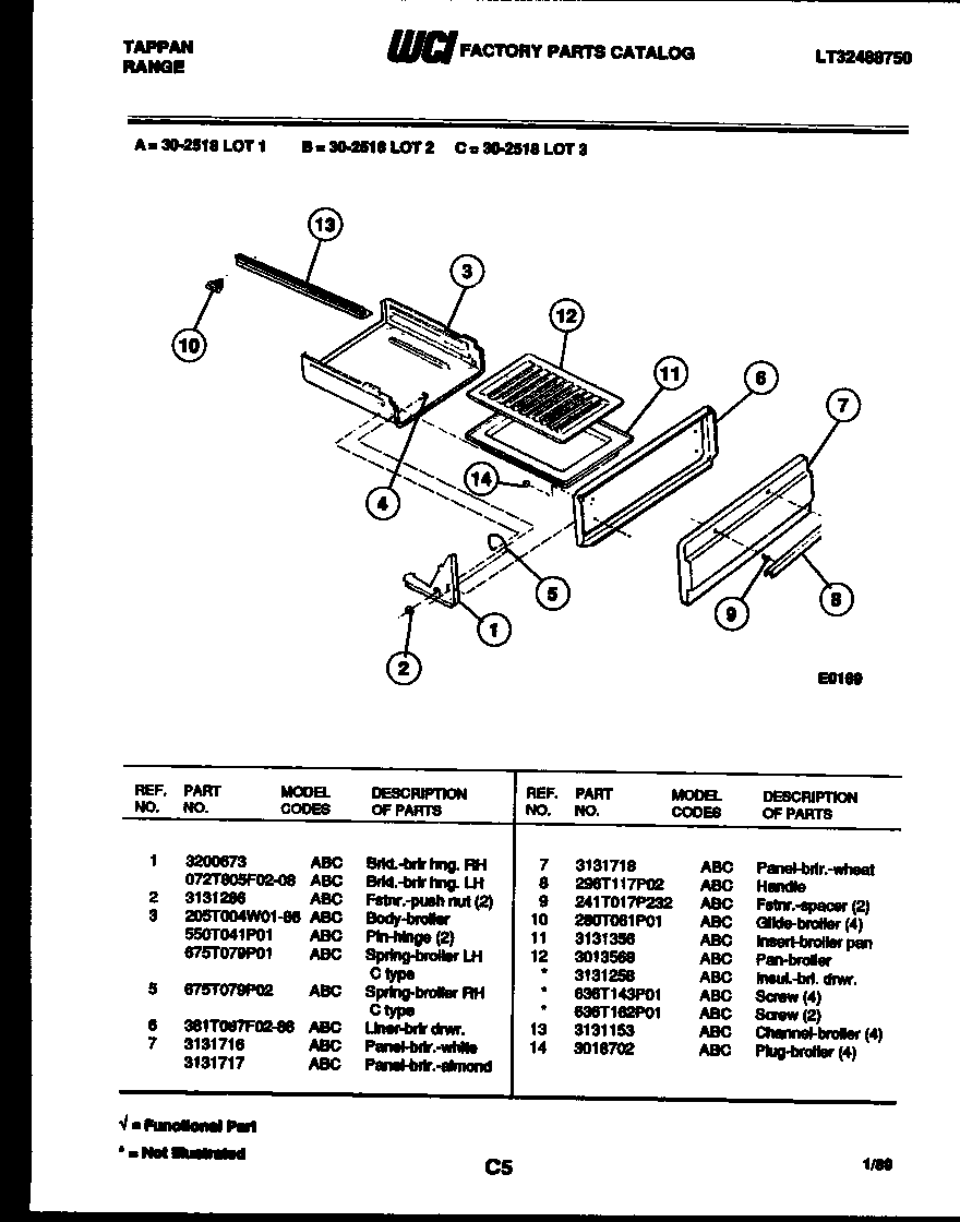 Tappan 30-2518-23-01 broiler drawer parts diagram