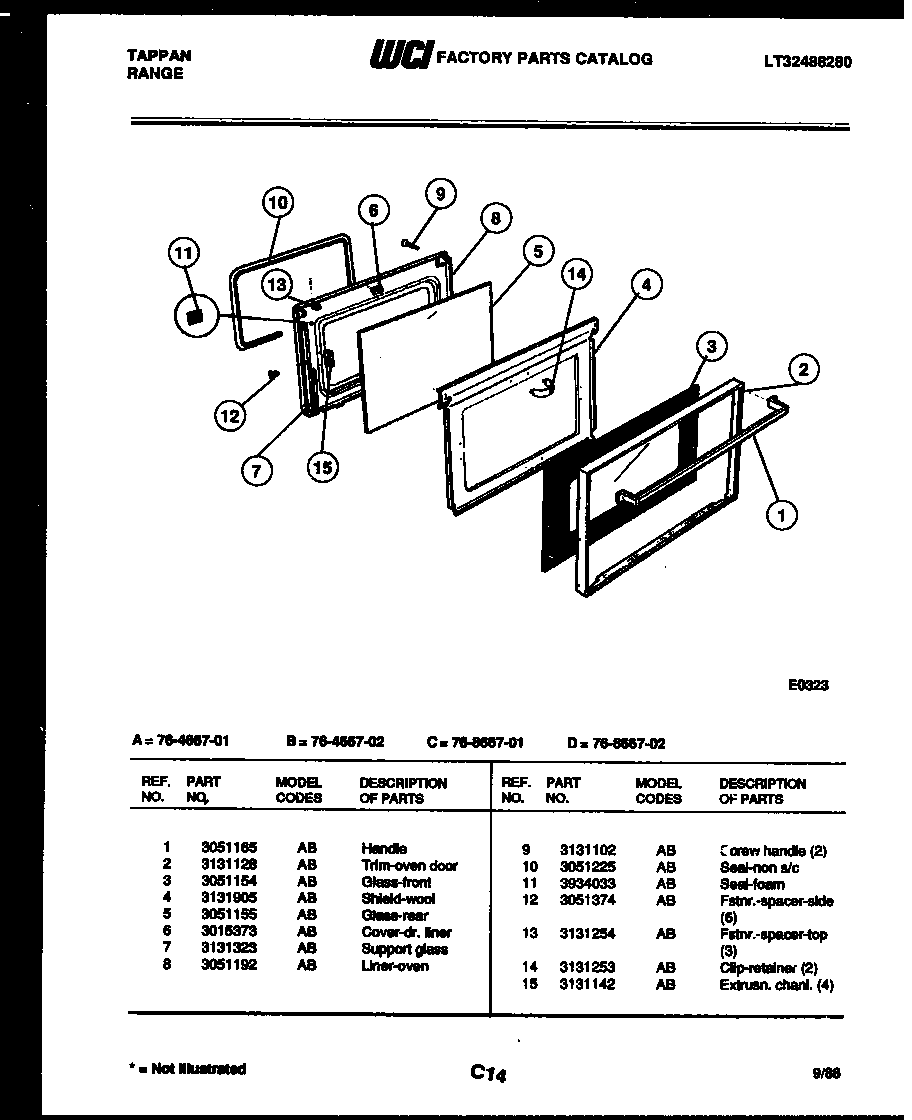 Tappan 76-8667-08-02 door parts diagram