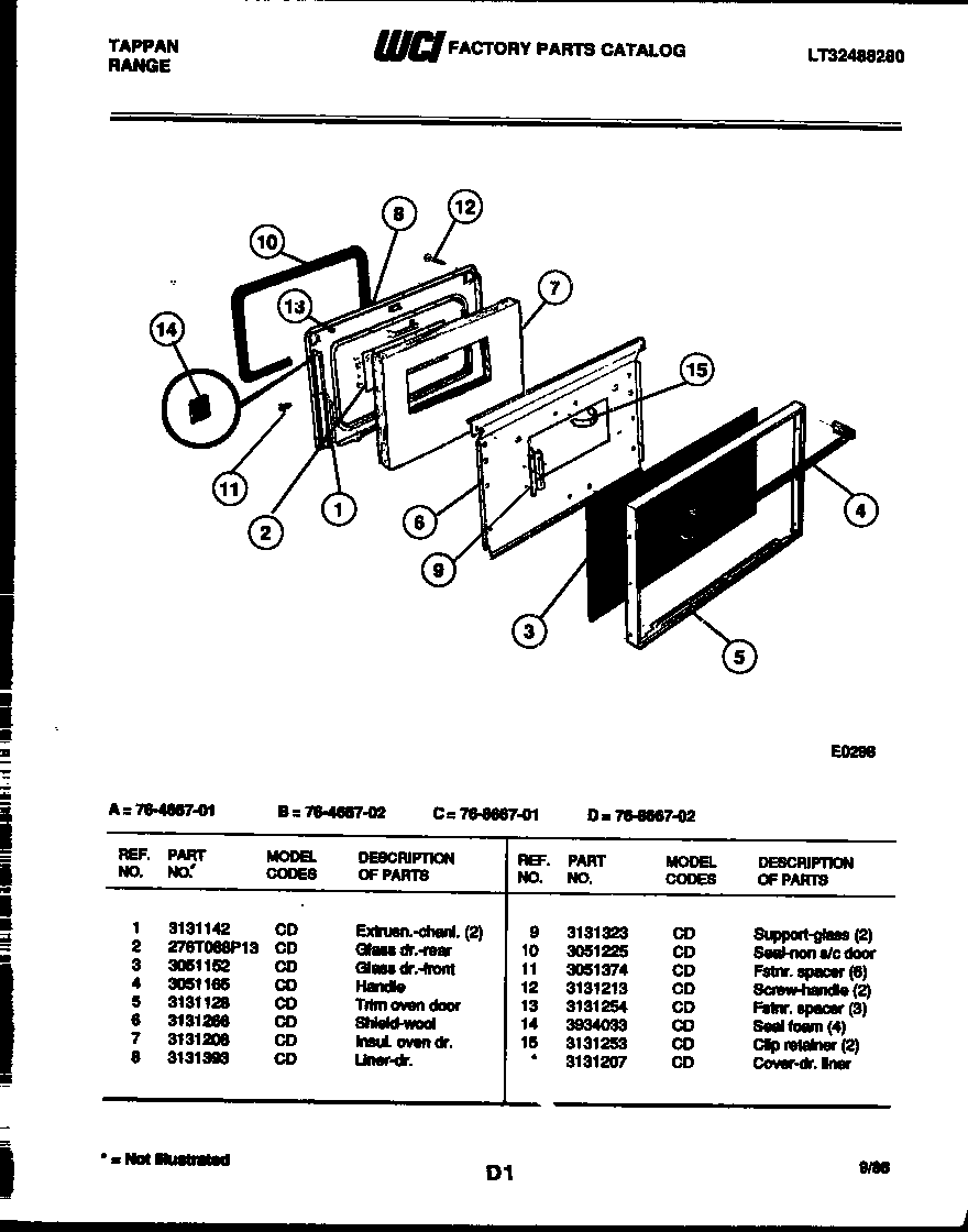 Tappan 76-8667-08-02 door parts diagram