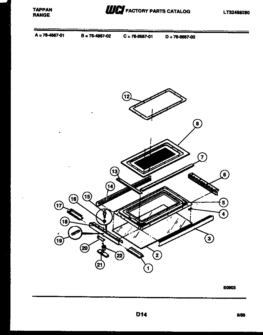 Tappan 76-8667-08-02 top and related parts diagram