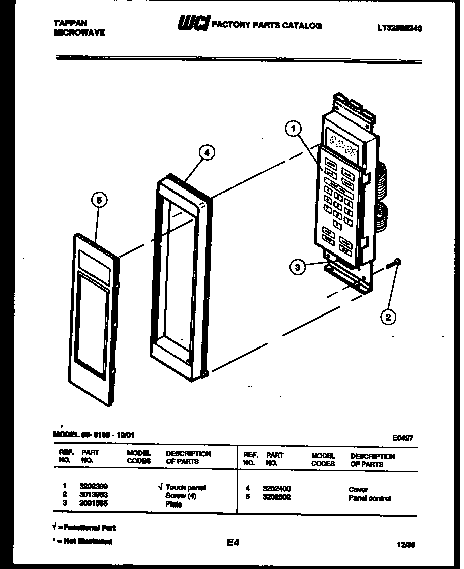 Tappan 56-9189-10-01 control parts diagram
