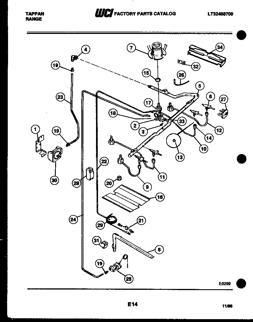 Tappan 30-2238-66-01 burner parts diagram