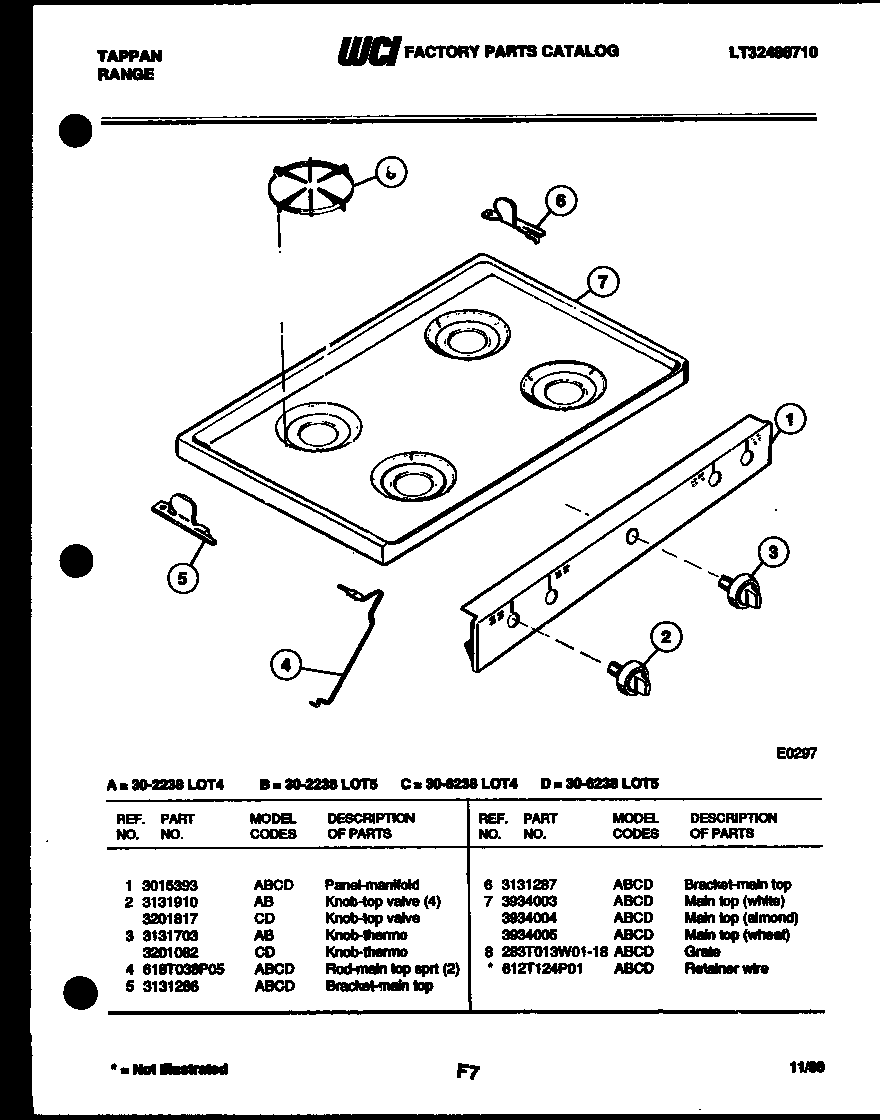 Tappan 30-2238-66-04 cooktop parts diagram