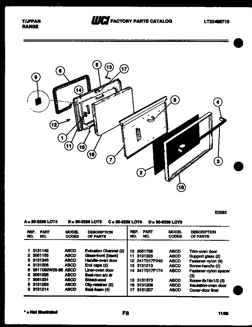 Tappan 30-2238-66-04 door parts diagram