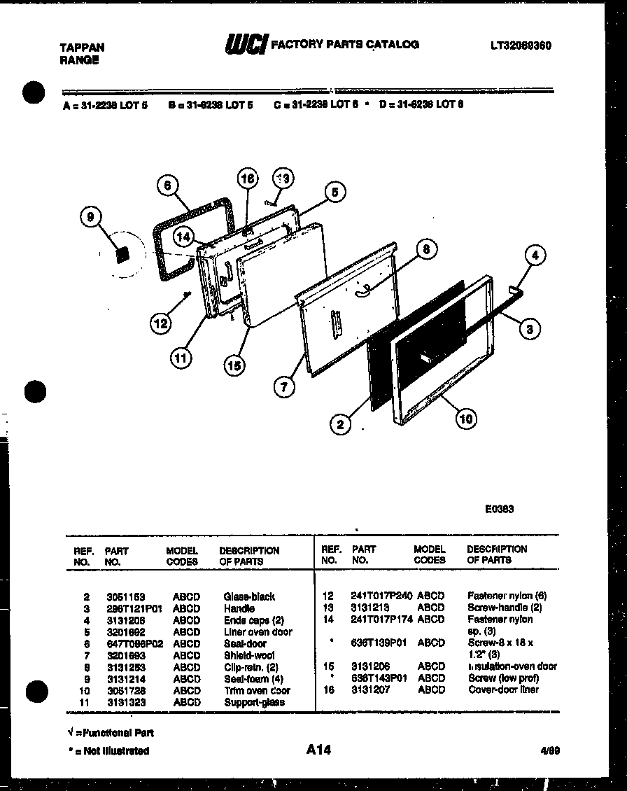 Tappan 31-2238-23-06 door parts diagram